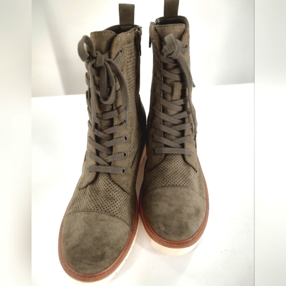 MIA Havenn Olive Perforated Lace Up Booties Size 8